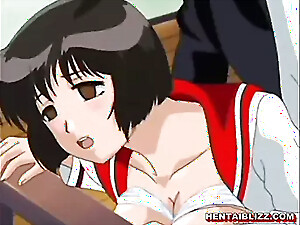 Cute anime girl explores pleasure with dildo and sex